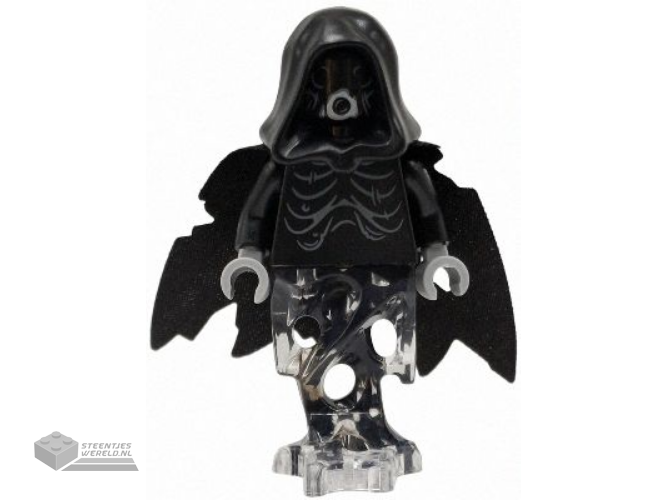 sh1101 – Mysterio – Witte schedelkop, satijnen doorschijnend lichtblauwe helm, rubberen cape