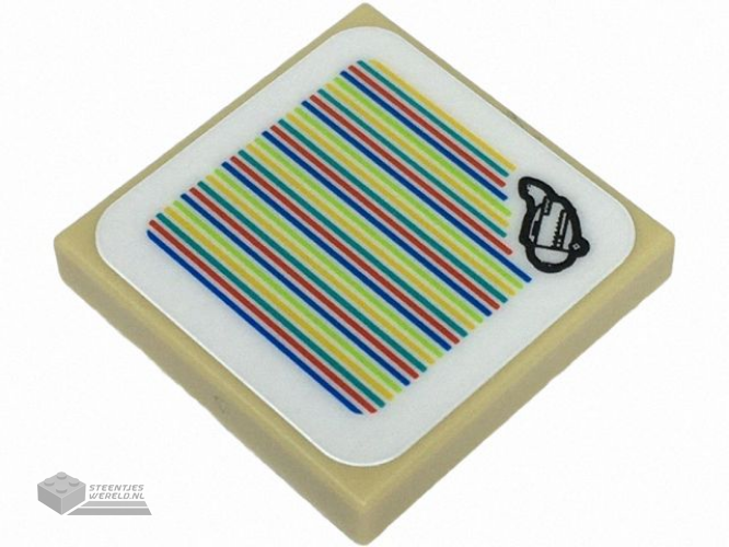 3068pb2581 – Tegel 2 x 2 met gele pijl en lijnpatroon