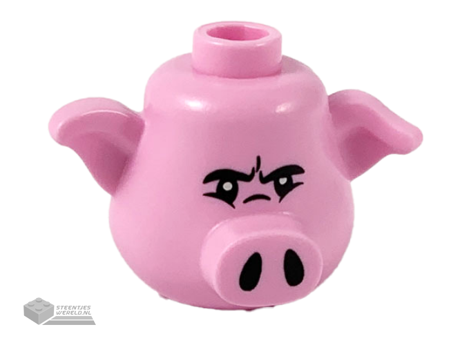 67887pb01 – Minifiguur, Hoofd, Aangepast Varken, Noppen bovenop bedrukt