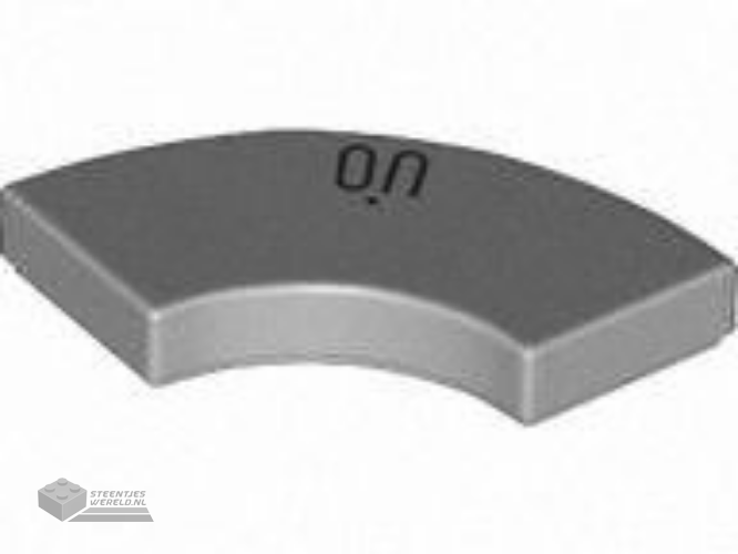 27925pb018 – Tegel, ronde hoek 2 x 2 Macaroni met zwart ‘ON’-patroon