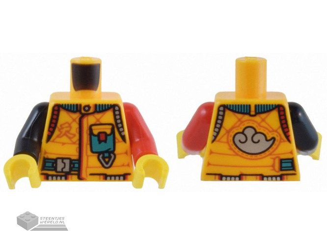37823pb01 – Minifiguur, kort, warrig haar met zijscheiding en oranje highlights