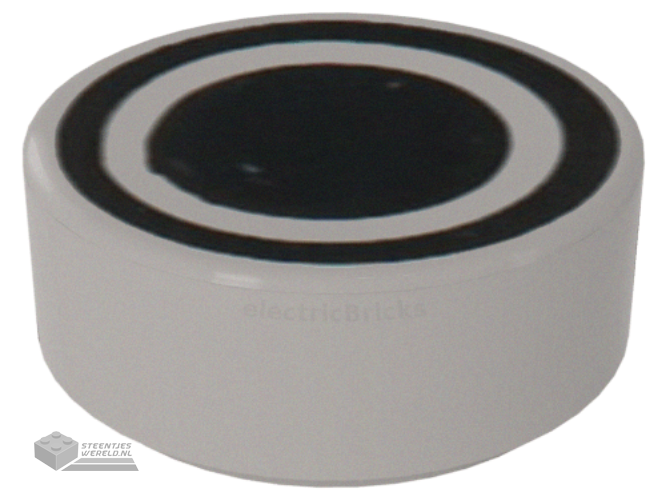 98138pb074 – Tegel, rond 1 x 1 met grote witte cirkel / oogpupil-offsetpatroon