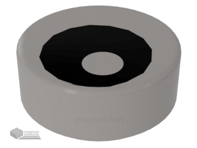 98138pb007 – Tegel, rond 1 x 1 met zwart oog en pupilpatroon