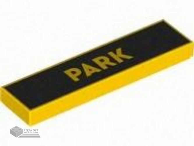 2431pb0876 – Tegel 1 x 4 met ‘PARK’ op zwarte achtergrondpatroon