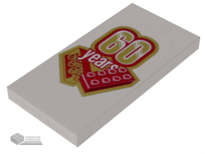 87079pb0465 – Tegel 2 x 4 met goud en rood ’60 jaar’ en 2 x 4 steenpatroon
