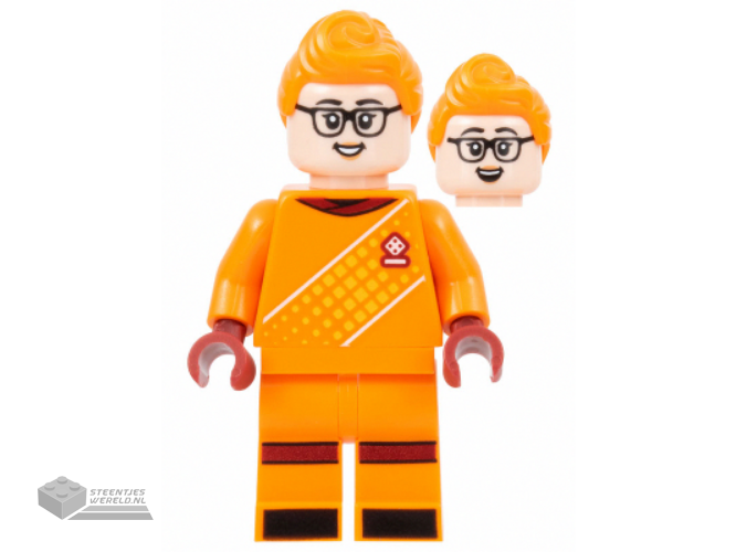 idea146 – Voetbaldoelvrouw, Vrouw, Oranje Tenue, Licht Nougat Huid, Oranje Haar