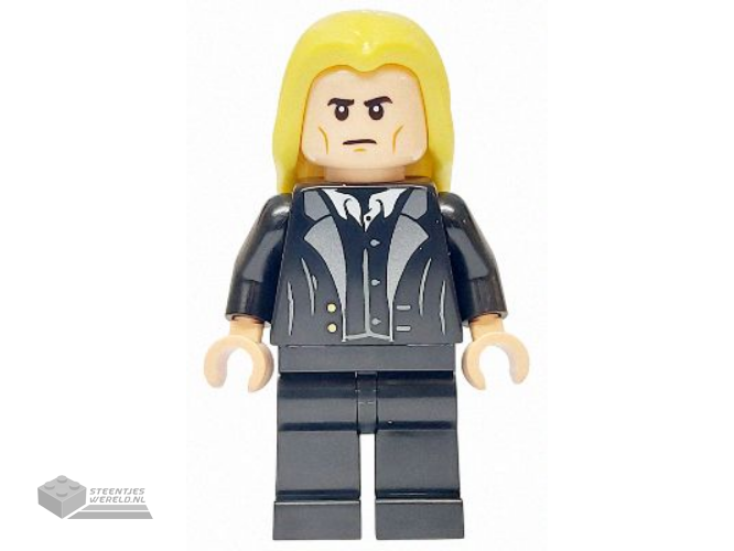 hp526 – Lucius Malfoy – Zwart pak, fel lichtgeel haar, effen benen