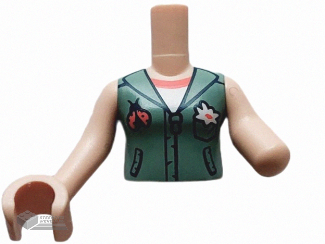 FTGpb402c01 – Torso Minipop Meisje Zandgroen Vest bedrukt