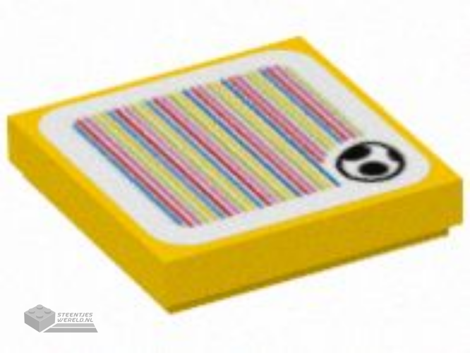 3070pb267 – Tegel 1 x 1 met een helder lichtgeel driehoek- en lijnpatroon