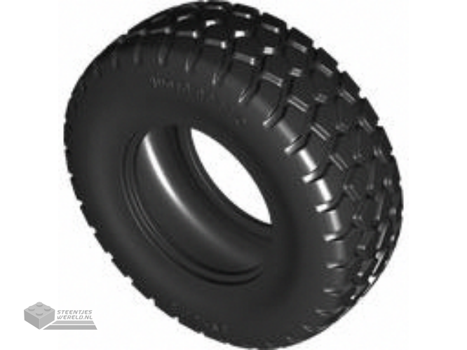 6278pb01 – Wiel 24 x 15 met pin-gat en gegoten zwart hard plastic bandpatroon