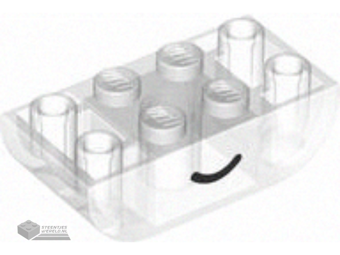 27925pb018 – Tegel, ronde hoek 2 x 2 Macaroni met zwart ‘ON’-patroon