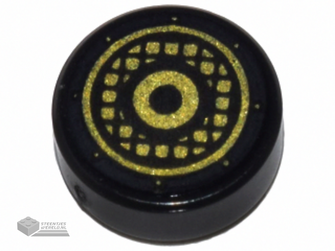 98138pb097 – Tegel, rond 1 x 1 met kleine witte cirkel / oogpupil-offsetpatroon