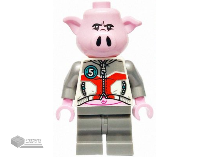 mk163 – Pigsy – Witte jas, donkerblauwgrijze middellange benen