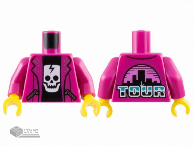 37823pb01 – Minifiguur, kort, warrig haar met zijscheiding en oranje highlights