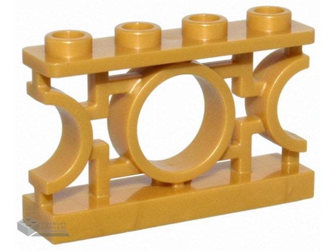 5103 - Hekwerk 1 x 4 x 2 Sierlijk Aziatisch traliewerk met cirkel en 4 noppen