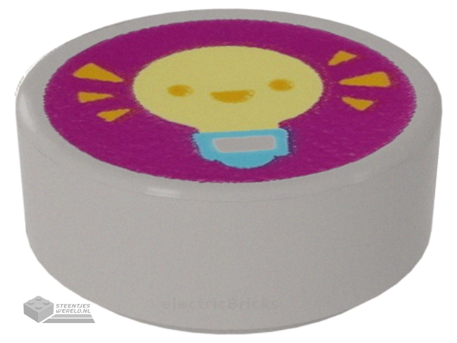 98138pb074 – Tegel, rond 1 x 1 met grote witte cirkel / oogpupil-offsetpatroon
