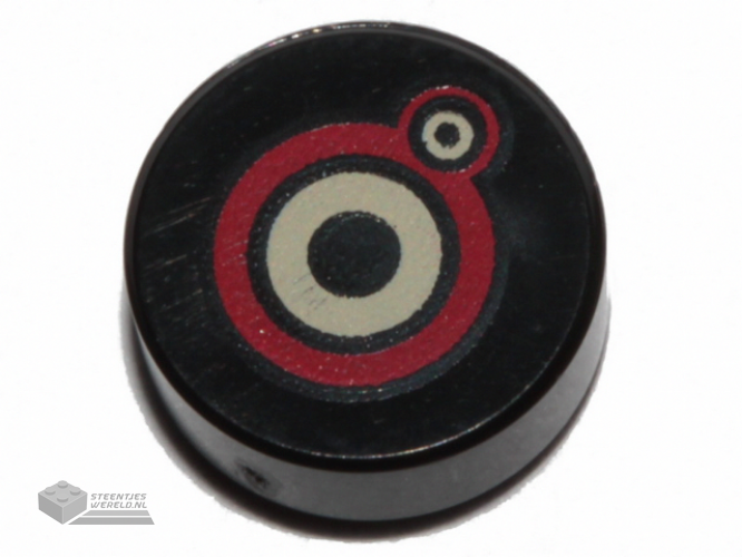 98138pb074 – Tegel, rond 1 x 1 met grote witte cirkel / oogpupil-offsetpatroon