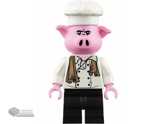 mk008 – Pigsy – Witte koksjas met vuile handdoek, zwarte middellange pijpen