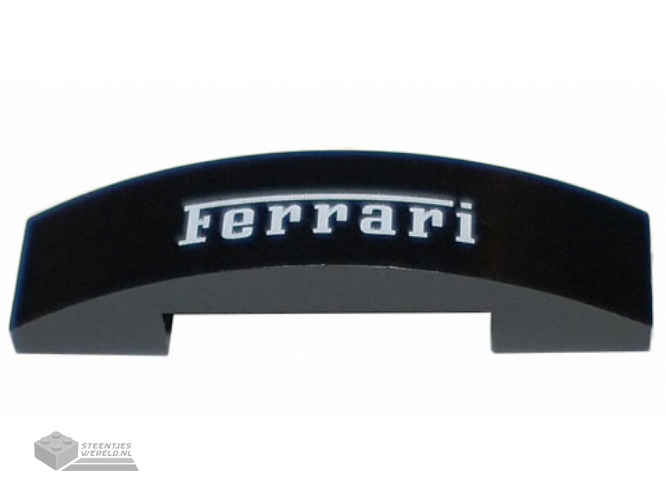 93273pb183 – Dakpan, gebogen 4 x 1 x 2/3 dubbel met wit ‘Ferrari’-patroon