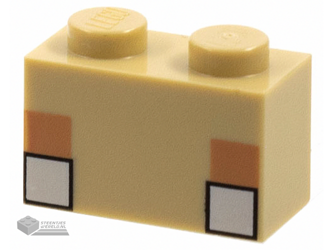 3004pb226 – Steen 1 x 2 met gepixelde Minecraft witte ogen patroon