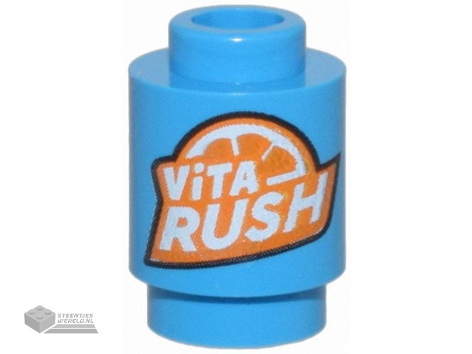 3062pb079 - Brick, Round 1 x 1 with Orange and White 'ViTA RUSH' Logo Pattern