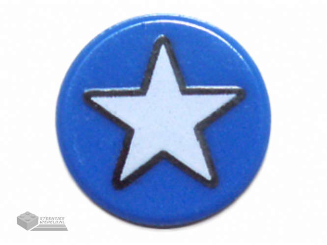 98138pb036 – Tegel, rond 1 x 1 met wit sterrenpatroon