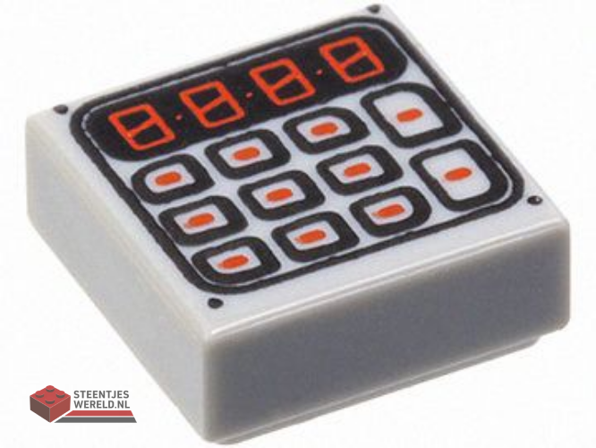 3070pb089 – Tile 1 x 1 with Black and Red Digital Keypad Pattern