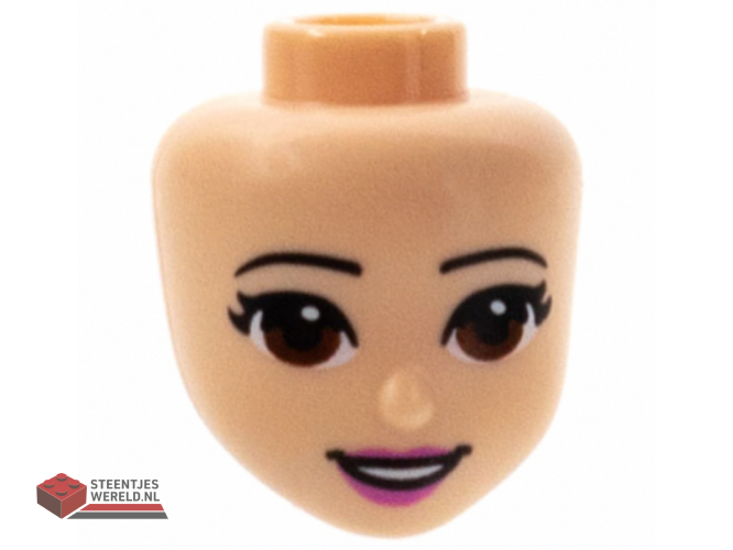 37291 – Mini Doll, Head Friends with Brown Eyes, Dark Pink Lips and Open Mouth Pattern
