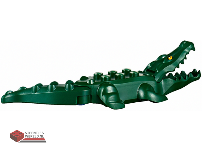 18904c01pb01 – Alligator / Crocodile with 20 Teeth with Yellow Eyes with White Glints Pattern with Blue Technic, Pin 1/2
