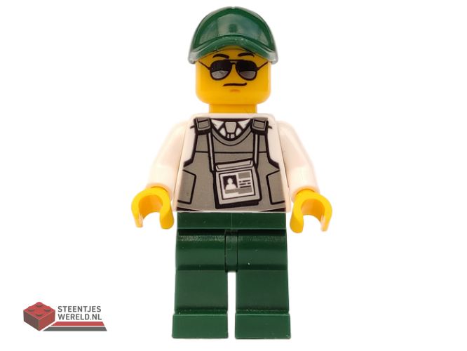 trn243 – Security Officer – Dark Green Legs, Dark Green Cap with Hole, Sunglasses