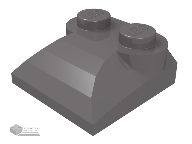 47457 – Dakpan, gebogen 2 x 2 x 2/3 met twee noppen en gebogen zijkanten