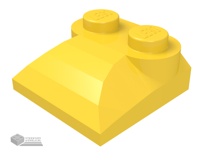 47457 – Dakpan, gebogen 2 x 2 x 2/3 met twee noppen en gebogen zijkanten