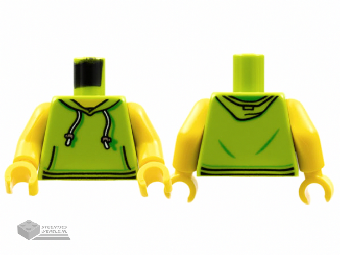 973pb2735c01 – Torso Hoodie met White Drawstrings, Silver Adjusters en Kangaroo Pockets Pattern / Yellow Arms / Yellow Hands