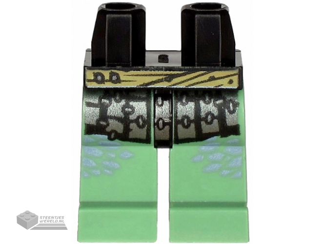 970c48pb02 – Hips en Sand Green Legs met Silver Armor Plates, Dark Tan Sash en Sand Blue Spots Pattern