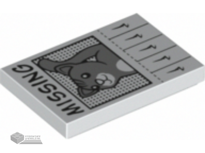 26603pb216 – Tile 2 x 3 with Poster with Black ‘MISSING’ and Dark Bluish Gray Cat Pattern