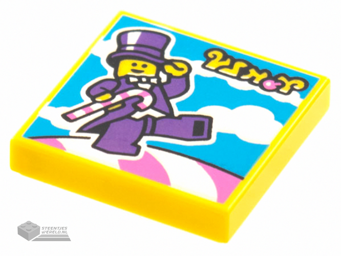 3068bpb1779 – Tile 2 x 2 with Groove with BeatBit Album Cover – Minifigure in Purple Suit with Candy Cane Pattern