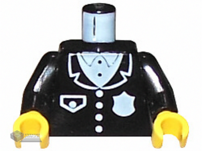 973pb0091c01 – Torso Police Suit with White Badge and Pocket Pattern / Black Arms / Yellow Hands