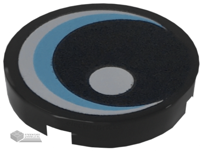 14769pb242 – Tile, Round 2 x 2 with Bottom Stud Holder with Large Eye with White Glint and Medium Azure Iris Pattern