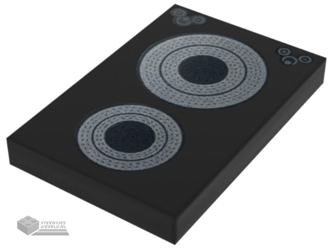 26603pb185 – Tile 2 x 3 with Silver Concentric Circles Stove Plate Pattern