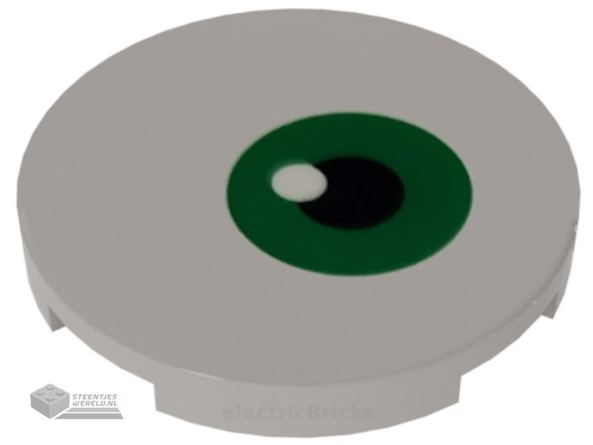 67095pb001 – Tile, Round 3 x 3 with Green and Black Eye Pattern