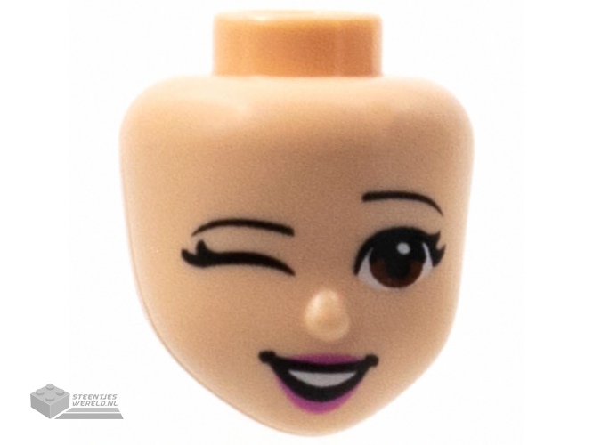 83931 – Mini Doll, Head Friends with Reddish Brown Eyes, Left Wink, Dark Pink Lips and Open Mouth Pattern