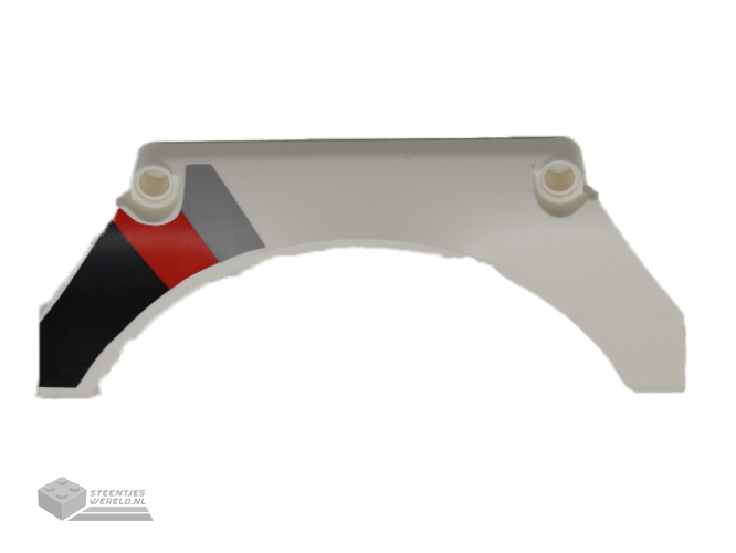 42545pb002R – Technic, Panel Car Mudguard Arched 13 x 2 x 5 Straight Top with Black, Red and Gray Diagonal Stripes Pattern Model Back Right Side