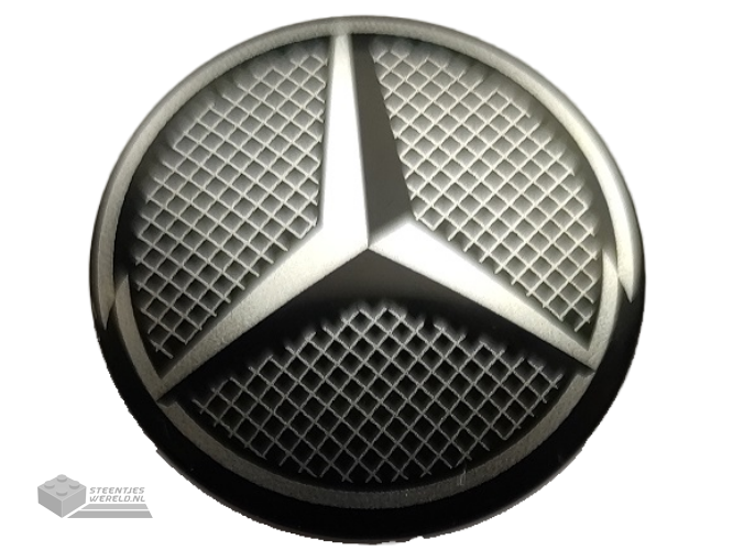 75902pb19 – Minifigure, Shield Round with Rounded Front with Silver Grille and Mercedes-Benz Logo Pattern