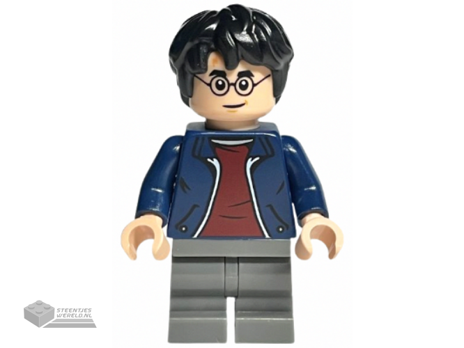 hp380 – Harry Potter – Dark Blue Open Jacket, Dark Red Shirt, Dark Bluish Gray Medium Legs