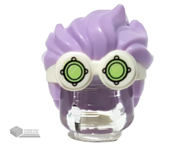 56298pb01 – Minifigure, Hair Combo, Goggles with Lime Lenses Pattern and Lavender Spiked Top Hair