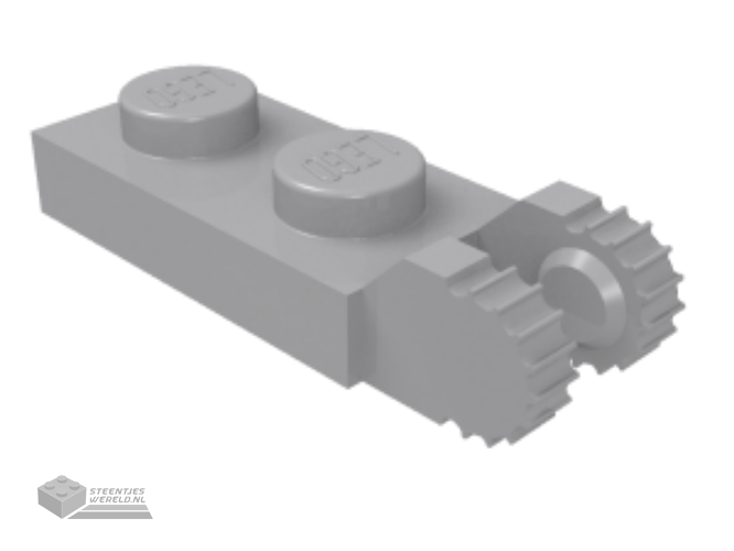 44302b – Scharnier Plaat 1 x 2 Locking met 2 Fingers op uiteindes en 9 Teeth zonder onderkant groef