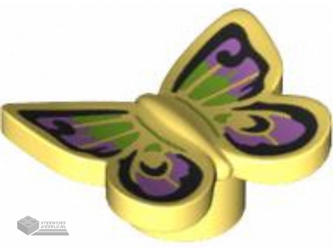 80674pb01 – Butterfly with Stud Holder with Black, Medium Lavender, and Lime Wings Pattern