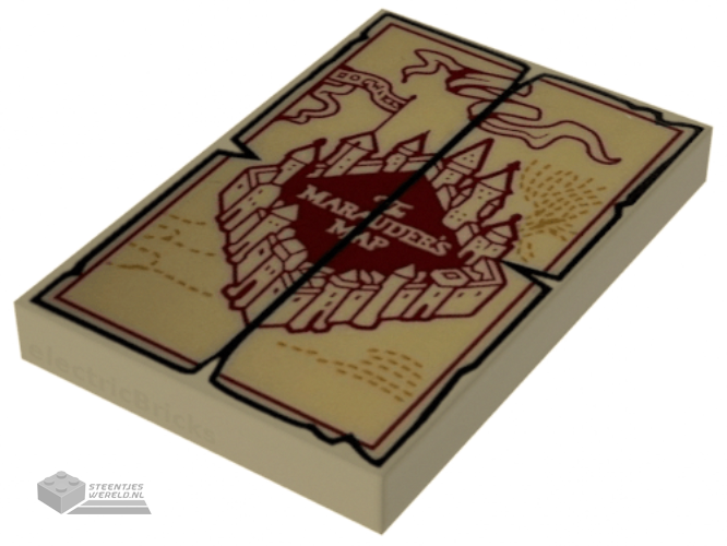 26603pb210 – Tile 2 x 3 with ‘The MARAUDER’S MAP’ and Black Outline Pattern