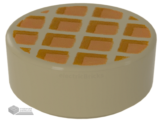 98138pb118 – Tile, Round 1 x 1 with Waffle, Nougat Squares with Medium Nougat Edges Pattern