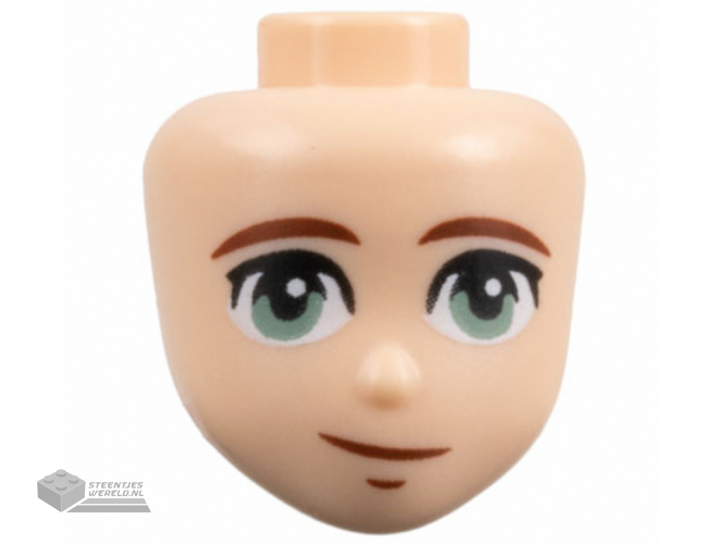 101247 – Mini Doll, Head Friends with Reddish Brown Eyebrows, Sand Green Eyes, and Lopsided Grin Pattern